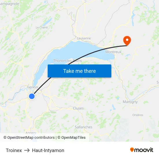Troinex to Haut-Intyamon map