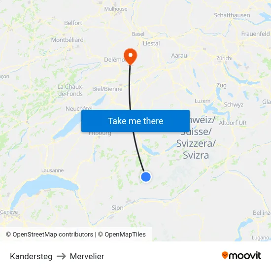 Kandersteg to Mervelier map