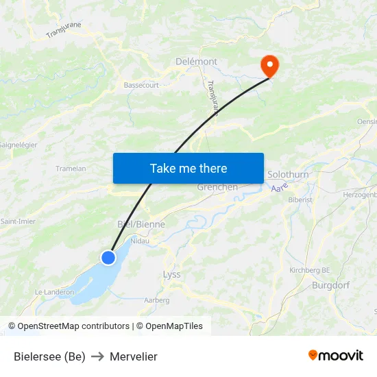 Bielersee (Be) to Mervelier map