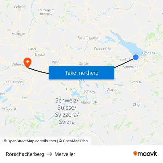 Rorschacherberg to Mervelier map