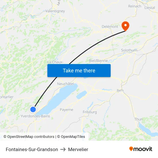 Fontaines-Sur-Grandson to Mervelier map