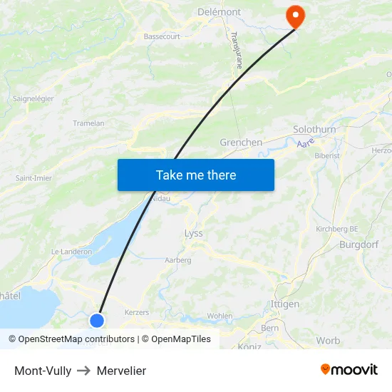 Mont-Vully to Mervelier map