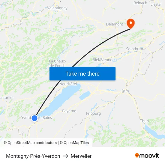 Montagny-Près-Yverdon to Mervelier map