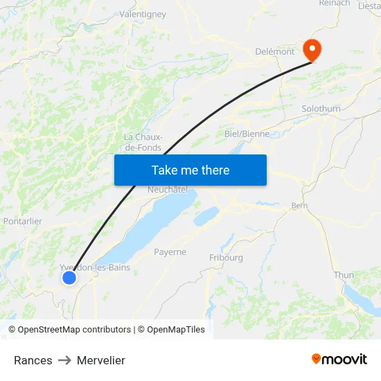 Rances to Mervelier map
