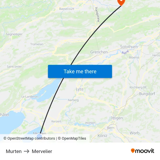Murten to Mervelier map