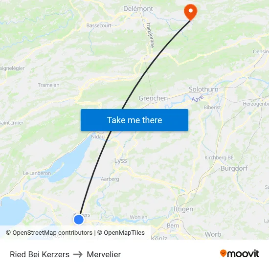 Ried Bei Kerzers to Mervelier map
