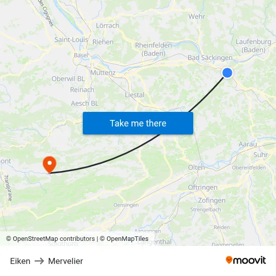 Eiken to Mervelier map