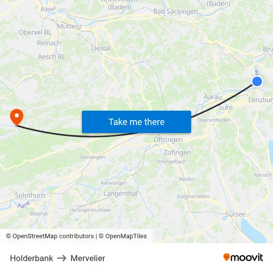 Holderbank to Mervelier map
