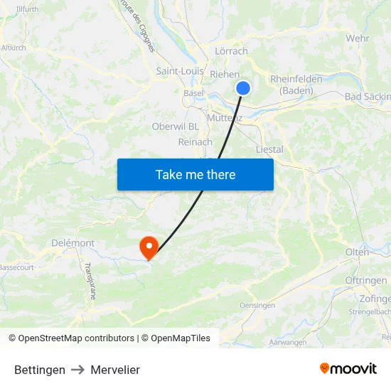 Bettingen to Mervelier map