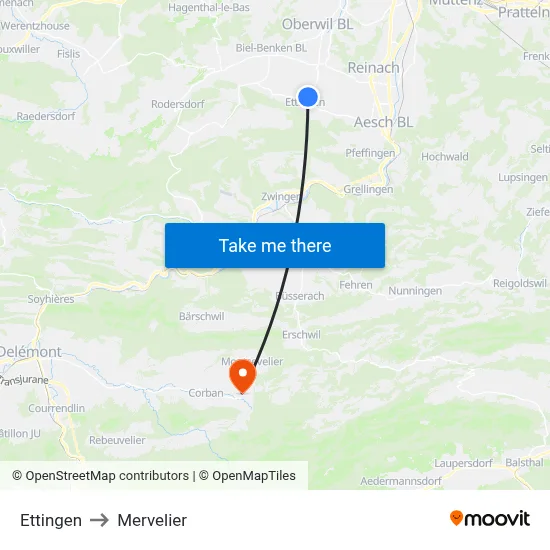 Ettingen to Mervelier map