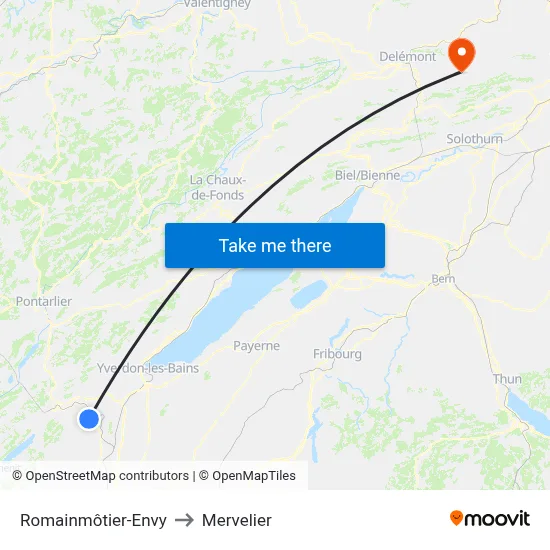 Romainmôtier-Envy to Mervelier map