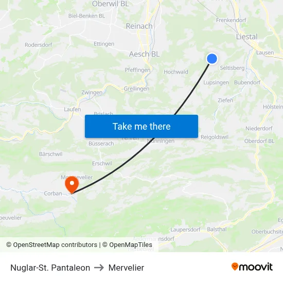 Nuglar-St. Pantaleon to Mervelier map