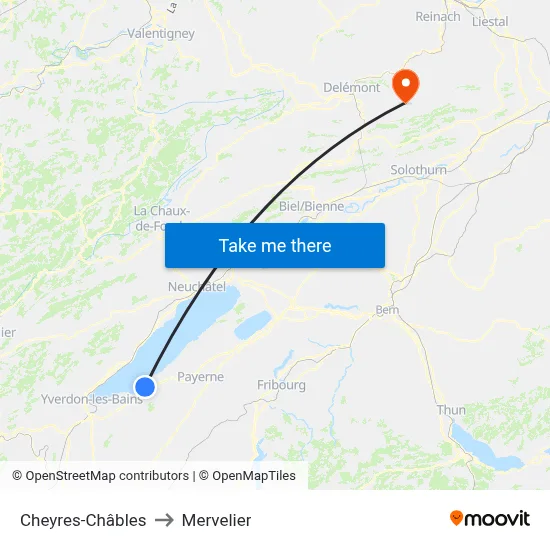 Cheyres-Châbles to Mervelier map