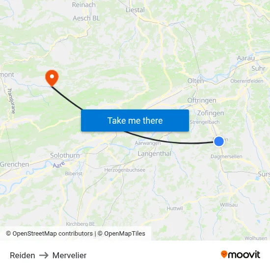 Reiden to Mervelier map