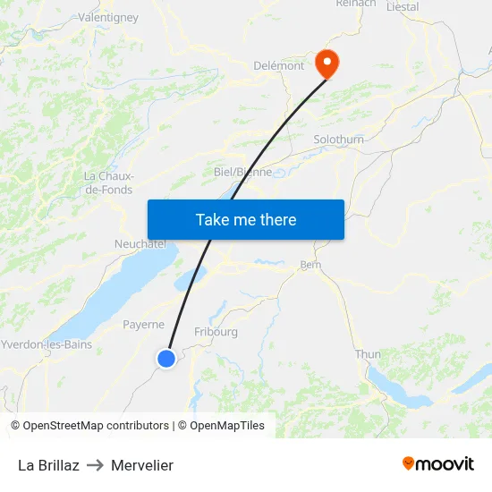 La Brillaz to Mervelier map