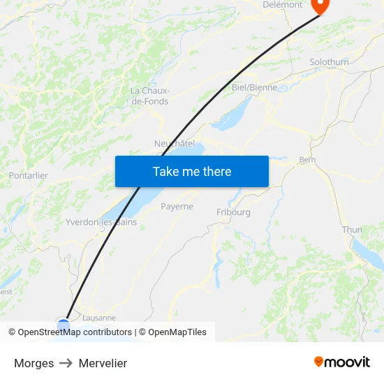 Morges to Mervelier map