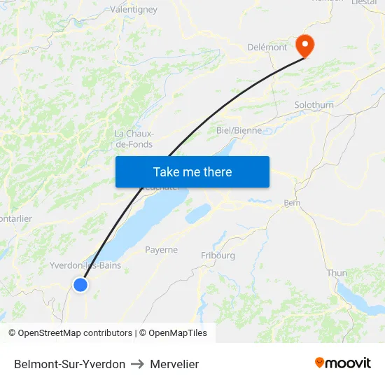 Belmont-Sur-Yverdon to Mervelier map