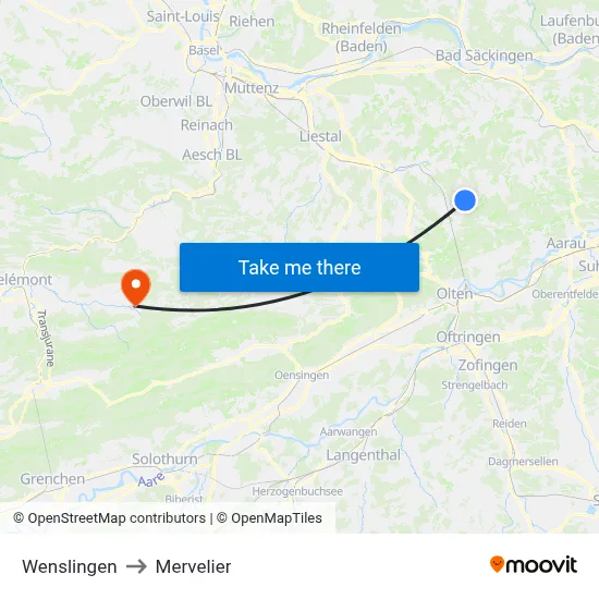 Wenslingen to Mervelier map