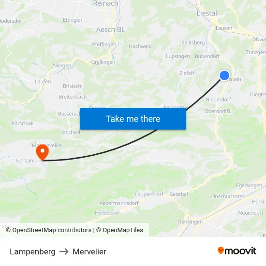 Lampenberg to Mervelier map