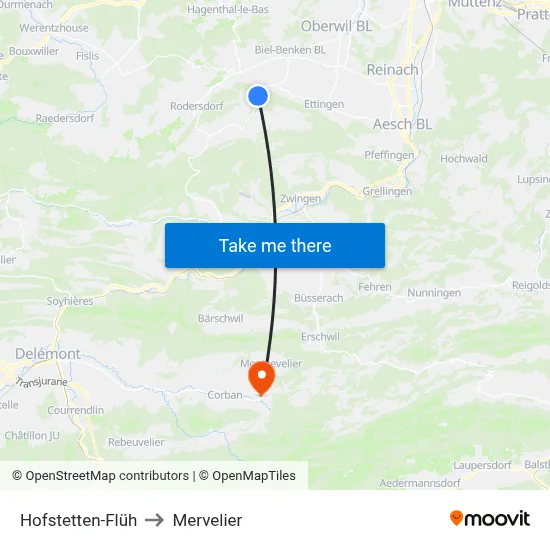 Hofstetten-Flüh to Mervelier map