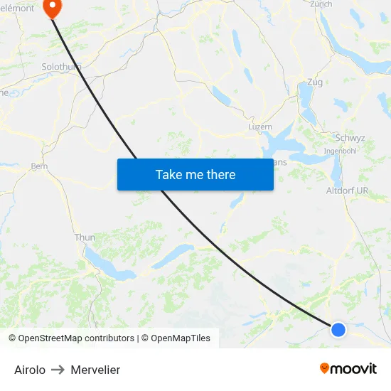 Airolo to Mervelier map
