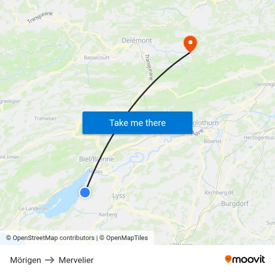Mörigen to Mervelier map