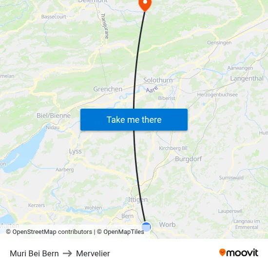 Muri Bei Bern to Mervelier map