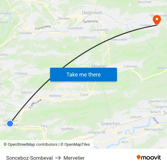 Sonceboz-Sombeval to Mervelier map
