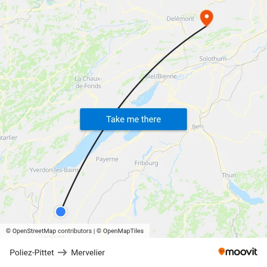 Poliez-Pittet to Mervelier map