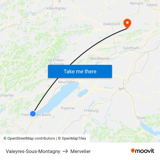 Valeyres-Sous-Montagny to Mervelier map