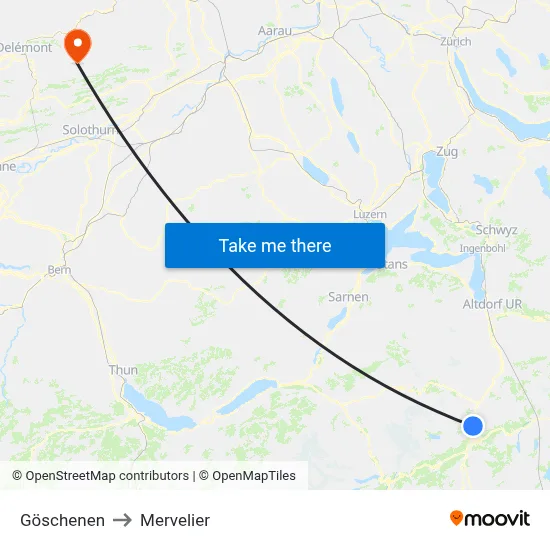 Göschenen to Mervelier map