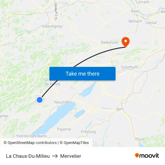 La Chaux-Du-Milieu to Mervelier map