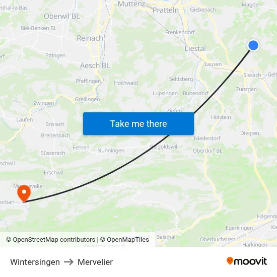 Wintersingen to Mervelier map