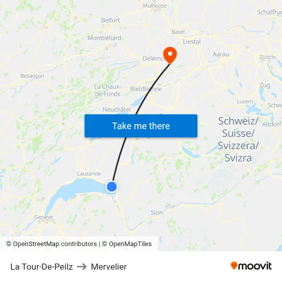 La Tour-De-Peilz to Mervelier map