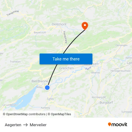 Aegerten to Mervelier map