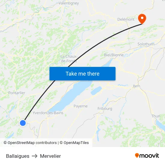 Ballaigues to Mervelier map