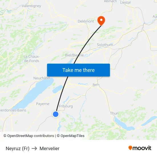 Neyruz (Fr) to Mervelier map