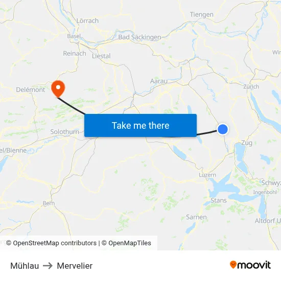 Mühlau to Mervelier map
