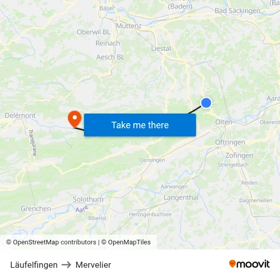 Läufelfingen to Mervelier map