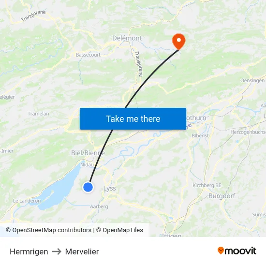 Hermrigen to Mervelier map