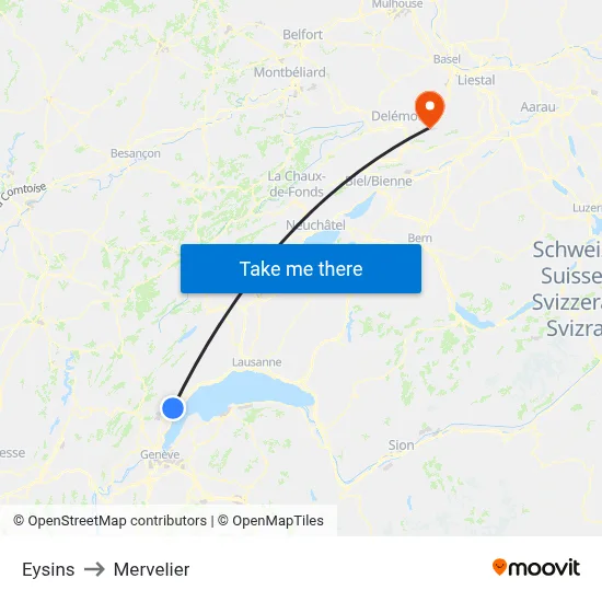 Eysins to Mervelier map