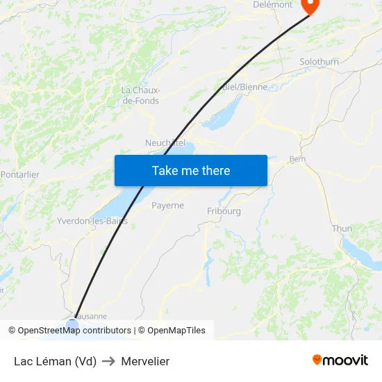 Lac Léman (Vd) to Mervelier map