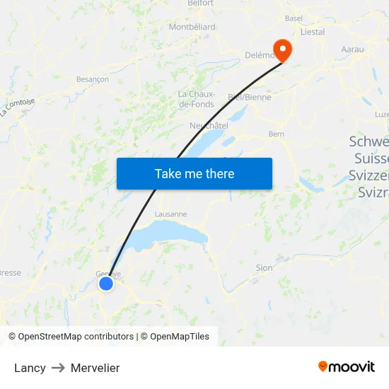 Lancy to Mervelier map