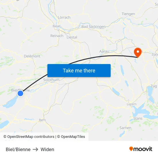 Biel/Bienne to Widen map