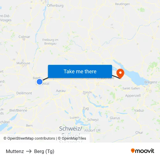 Muttenz to Berg (Tg) map