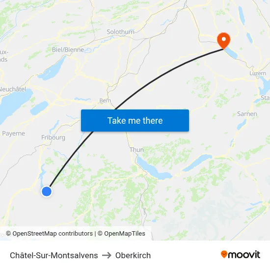 Châtel-Sur-Montsalvens to Oberkirch map