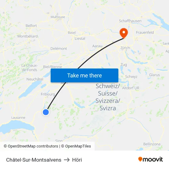 Châtel-Sur-Montsalvens to Höri map