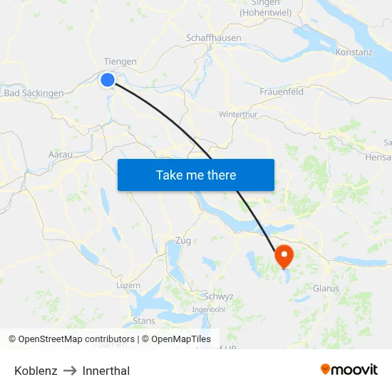 Koblenz to Innerthal map
