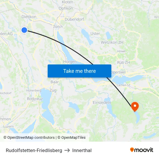 Rudolfstetten-Friedlisberg to Innerthal map