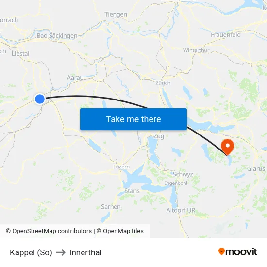 Kappel (So) to Innerthal map